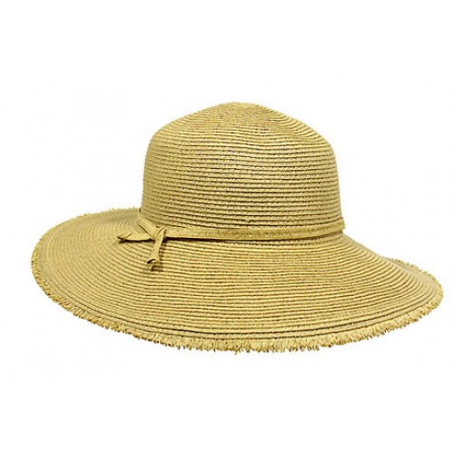 Wide Brim Braided Paper Straw Hat w/ Frill - Natural - HT-ST255NT Wide Brim Braided Paper Straw Hat w/ Frill - Natural - HT-ST255NT